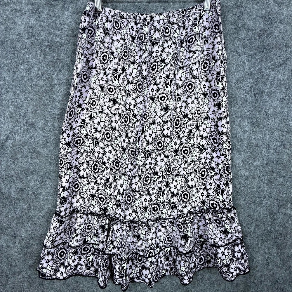 Jenny Helene Fit & Flare Skirt Womens Small Purple Black Floral Boho Chic Office